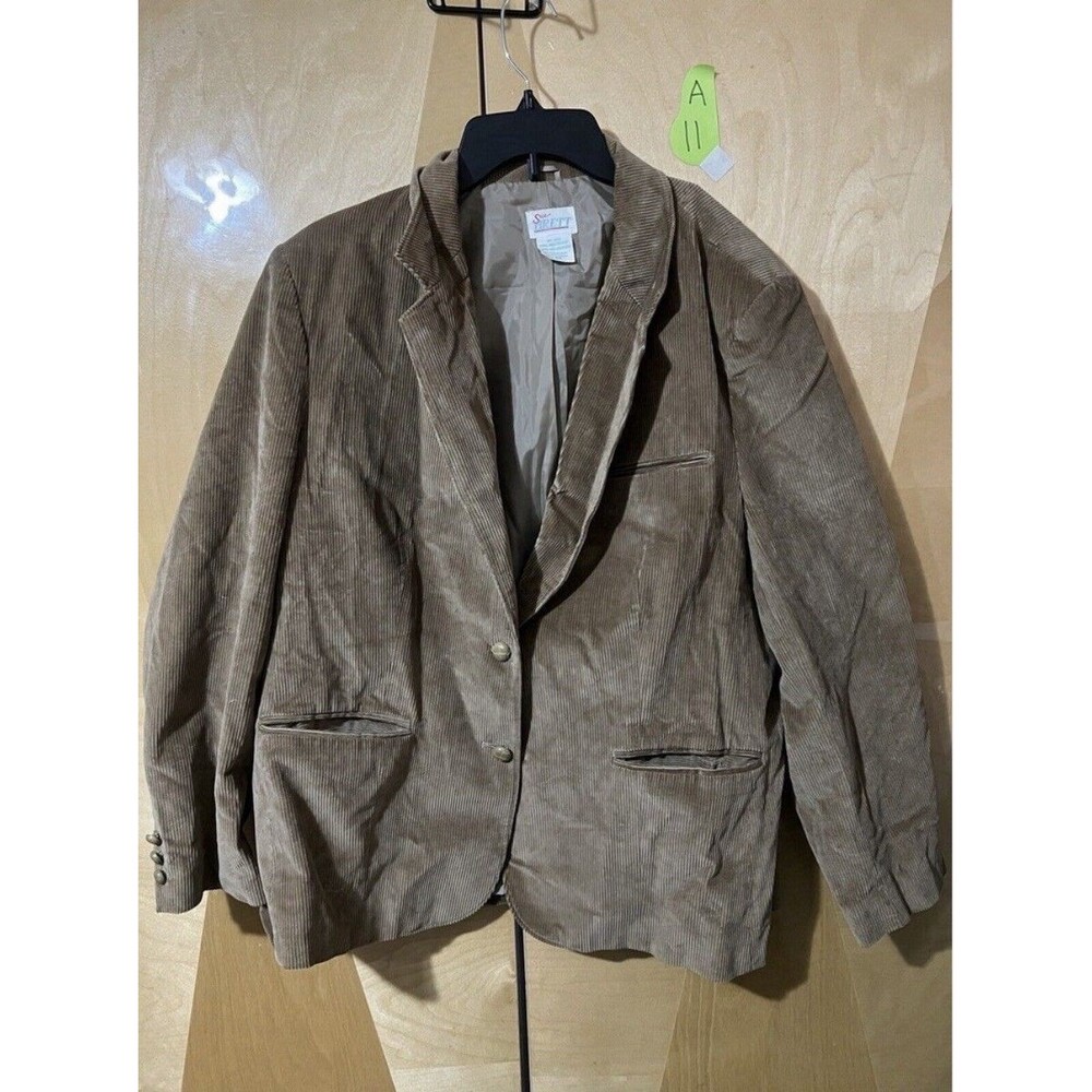 Vintage Sue Brett Womans Jacket Size 24 Brown Cotton Button Up Pockets